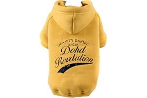 YAOTT Sweat à Capuche Chaud Coton Sweatshirt pour Chiens Chat Pull Vêtements Veste à Capuche avec Cordon de Serrage pour Petit Moyen Animal de Compagnie Chiot Imprimé Jaune M