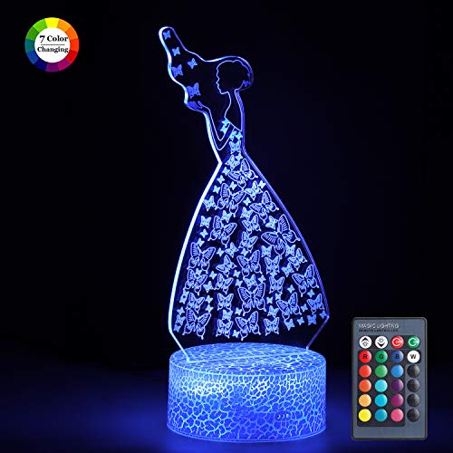 YIHAO Lampade 3D Illusione Ottica Luce Notturna, Lampada LED da Tavolo Illuminazione Luce di Notte 16 Colori Controllo Tattile Lampada Decorazione da, Luce di farfalla Regalo di Natale