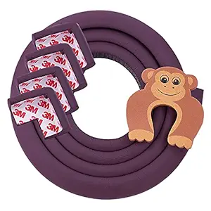 Baybee Baby Proofing Edge & Corner Guards | Safe Edge & Corner Cushion | Extra Long 6.5Ft Edge + 4 Pre-Taped Corner Protectors | Child Safety Furniture Cushions (Brown 6 Ft + 4 Edge)