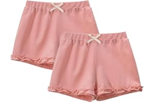 ELUTONG Kinder Mädchen Kurze Hose, 2 Paar Baumwolle Sommer Sport Shorts mit Schleifen für Outdoor Rosa Blau 3-10 Jahre