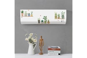 Hiseng Cubierta de Aire Acondicionado Montada en la Pared, Cubiertas Antipolvo Funda para Aire Acondicionado Interior, Todo Incluido Protector de Polvo (86 * 23 * 30(1.5P),Plantas Tropicales 7)