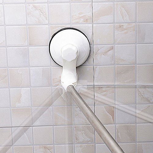 qobobo® Saugnapf-Duschstange Handtuchstange Handtuchhalter Badetuchstange ohne Bohren wiederverwendbar drehbar Eckestange Bad Handtuch Stange Wandmontage Badetuchhalter , 710cm - 4