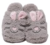 hausschuhe migros  Zapato Damen Plüschhausschuhe Plüsch Puschen Schuhe Slipper lustige Tierhausschuhe Hase Bunny Gr. 37 - 41 grau rosa (41 EU)