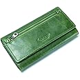 Contacts Bifold Wallets for Women with RFID Protection | Genuine Leather Ladies Clutch/Wallet | Slim Zipper Purse/Card Holder Organizer for Women (W09-Seaweed Green)…