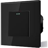 BSEED Crossover Switch 1 Gang 3 Way, Glass Frame, 10A Wall Switches with Phosphorescent Point, Horizontal or Vertical Install