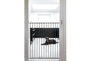BABYDAN Scandinavian Pet Design Puerta para Perros Extensible Extra Alta, 62,5-106,8 cm de Ancho, 103 cm de Alto, Puerta de Escalera Extensible/Puerta para Mascotas/Puerta de Seguridad, Metal, Negro