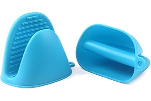 PAIDASHU Guanto da forno in silicone spesso, mini guanti da forno resistenti al calore, per cuocere, grigliare al barbecue (blu)