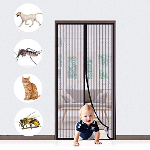 Preisvergleich Produktbild Fliegengitter Balkontür, Insektenschutz Magnet Fliegenvorhang, Full Frame Klettverschluss, Fliegengitter Magnetvorhang für Türen, für Flure / Türen - Schwarz 95x230cm(37x90inch)