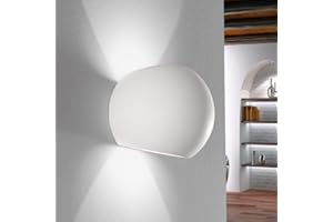 Partenopea® Applique in Gesso Bianco verniciabile Lampada da Parete per muro dal design moderno per Lampadine con Attacco G9 arredo casa locali bar ristoranti (Ellisse)