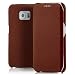 Produktbild Original iCareR Echt Leder Tasche für Samsung Galaxy S6 Edge Handarbeit Premium Ledertasche Flip Case Schutzhülle mit Klappverschluss Litchi Braun