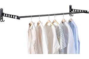 JOLY FANG Étendoir Mural, Cintre Mural Support de Séchage, Rotation 90° Porte-vêtements Pliable Mural, pour Balcon, Salle Bains, Hôtel (Noir, 2)