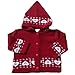 0-3 months - Baby Girls Cardigan - Beautiful Red and White LOVE HEARTS Pattern Knitted Hooded Cardigan