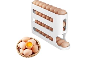 Ruayia Eier Aufbewahrung für 30 Eier 4 Stöckiges Eierhalter Kühlschrank Automatisch Rollender Eierspender kühlschrank Große kapazität Stapelbarer - Weiß