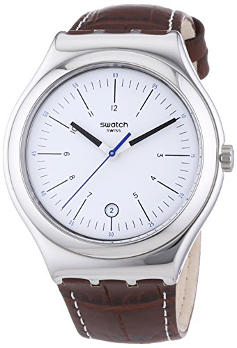 Swatch Herren-Armbanduhr XL Irony Big Classic Appia Analog Quarz Leder YWS401