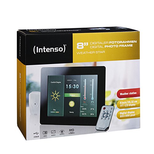 Intenso Weatherstar Digitaler Bilderrahmen mit Wetterstation (20,32cm (8 Zoll) Farbdisplay, SD/SDHC/MMC/MS Slot, Fernbedienung) schwarz - 3