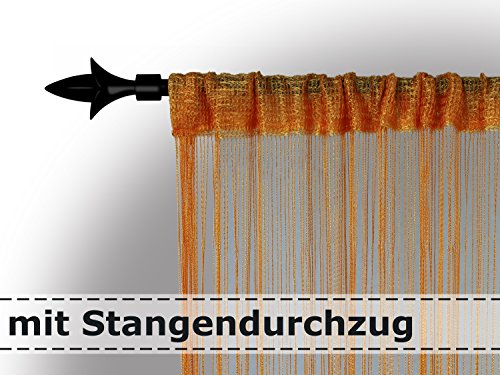 Filigraner Fadenvorhang – Wohndekoration in modernem Design – eleganter Store in 4 verschiedenen Unifarben – mit einer Stoffbreite von ca. 90 cm und einer Stoffhöhe von 220 cm, terra - 5