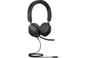 ‎JABRA Jabra Evolve2 40 SE - przewodowy zestaw słuchawkowy stereo z redukcją szumów i technologią 3 mikrofonów, kabel USB C, kompatybilny ze wszystkimi wiodącymi platformami Unified Communications, czarny