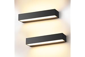 CWYCFW 2 Pack 36W Apliques Pared Interior 20cm Negro Aplique de Pared 3000K Blanca Cálida LED Aplique Interior IP54