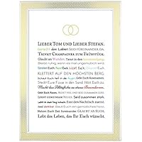 Hochzeitsgeschenk für 2 Männer - Bild in DIN A4: Gastgeschenk für schwules Hochzeitspaar z.B. für Trauzeuge / Trauzeugin - optional mit Bilderrahmen - Geschenk zur Hochzeit