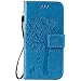 Produktbild DENDICO Galaxy S6 Hülle, Leder Handyhülle mit Standfunktion und Kartenfach, Magnetverschluss Flip Brieftasche Etui Schutzhülle für Samsung Galaxy S6 - Blau