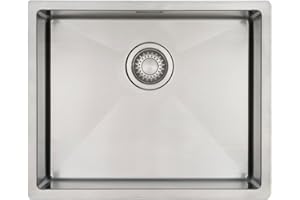 Kitchen Sink Mizzo Linea 50-40 | 1.2mm Stainless Steel Single Bowl with Satin Finish | Rounded Corners Basin (Radius 10mm) | 60cm Cabinet | Undermount Flushmount or Topmount Installation