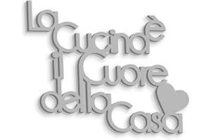 Declea Home Decor, Scritta frase in legno da appendere La cucina è il cuore della casa, Decorazione Murale da appendere alla parete ideale per la per cucina, Grigio Medio, 40x30 cm