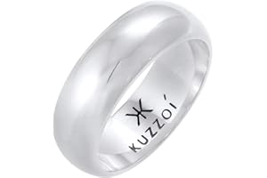 Kuzzoi Anello da uomo in argento Sterling 925, anello in argento Sterling 9 mm dal design classico, anello largo per uomo dell'amicizia, lucido, misura 60-66