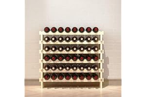 SogesPower Estante de Madera para Vino, Estante de Madera con Ranuras de 6 Niveles, Con Capacidad para 48 Botellas de Vino, Estante Expositor de Vino, para Bodega, Cocina, Tamaño: 90 x 30 x 81cm