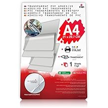 Carta Adesiva Trasparente Stampabile A4 - 30 Fogli Per Stampanti A Getto D'Inchiostro E Laser