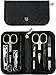 Trois Epées 8-Piece Faux Ostrich Leather Manicure and Pedicure Case Black