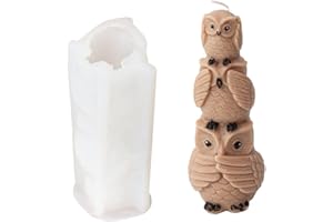 Xidmold 3D Stacking Owl Candle Mould, Owl Silicone Mould for Fondant, Chocolate, Cake Decor, Candle, Soap, Polymer Clay, Plaster Ornament, Resin Art (Owl)