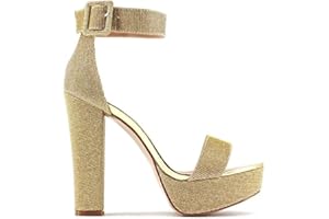 MODELISA - Sandalia Tacón Ancho Con Plataforma Hebilla Pulsera Tobillo Mujer