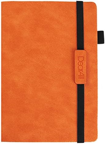 Business Notebook A7,Fuanxi Notepad Matt Leather Hardcover Diary Book Classic Lined Journal Page Divider, 240 Page, 4.5 x 5.8 Inch,Orange