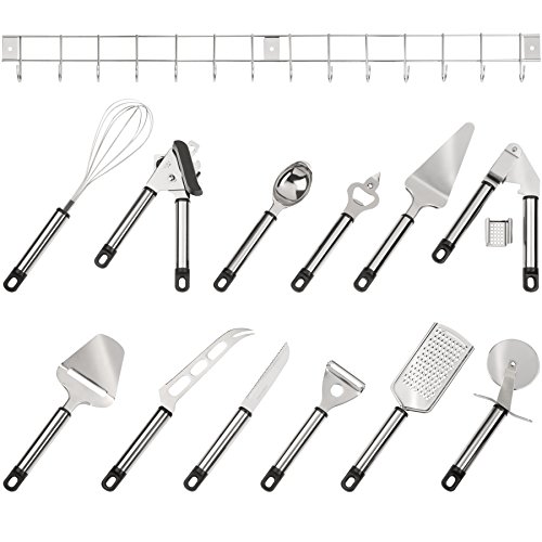 TecTake® Küchenbesteck Küchenhelfer Hängeleiste Küchenutensilien Kochzubehör Set 19teilig - 2
