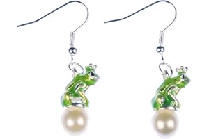 Miniblings Froschkönig Ohrringe Prinzessin Frosch König Krone emailliert Perle - Handmade Modeschmuck I Ohrhänger Ohrschmuck versilbert