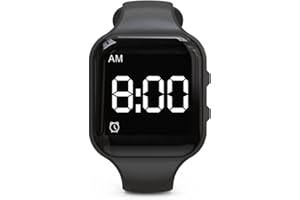 E-VIBRA Vibrationsalarm Wecker wasserdichte Uhr Wecker Uhr Stille medizinische Wecker Uhr - mit Timer und 15 täglichen Wecker (schwarzes Quadrat - wasserdicht)