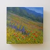 WILDFLOWER HILL - kleine quadratische Landschaftsmalerei.