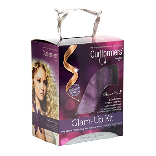 Curlformers Official Limited Edition Glam-up Kit for Barrel Curls with 16 Curlformers & 1 glittery Styling Hook