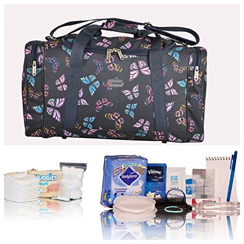Navy butterflies Essentials pre-packed maternity/hospital bag/holdall for Mum & Baby - FREE NEXT DAY DELIVERY