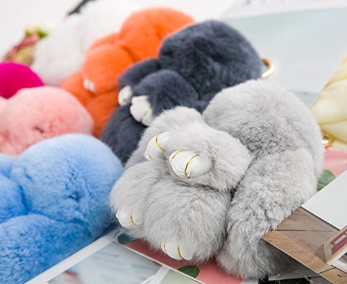 YISEVEN Kaninchen Pelz Anhänger Plüsch Fahrzeugschlüssel Handtaschenanhänger Schlüsselanhänger - 8
