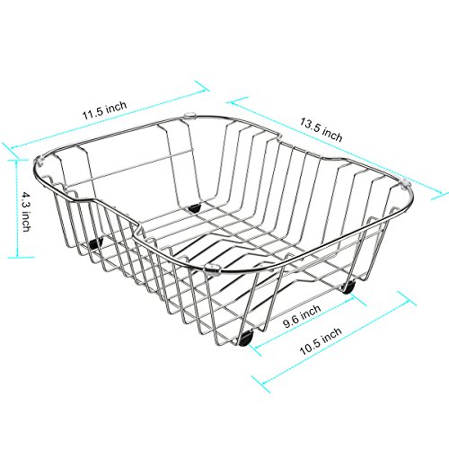 ipegtop Edelstahl über Spüle Dish Trocknen Drainer, Geschirrspüler Korb mit Besteck Tablett und Tropfschale Utensilienhalter Küchenorganisator - 5