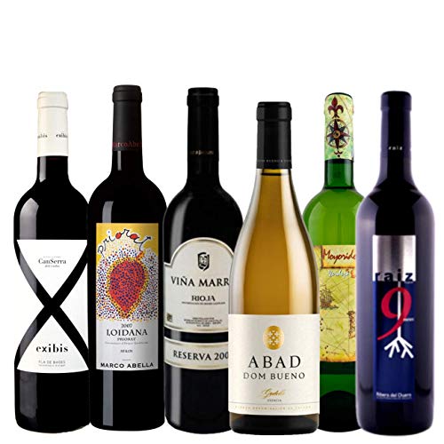 Pack de Vinos Diversos | 3 vinos tintos y 2 vinos blancos | DO Rioja | DO Rueda | DO Ribera del Duero | DO Bierzo | DOQ Priorat | DO Pla de Bages