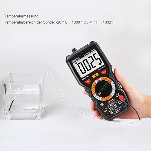 Tacklife DM01M Advanced Version Digital Multimeter Multi Tester mit 6000 Counts, True RMS, 1000V Non Contact Voltage, Temperatur, Live Wire, Beep Kontinuität Test mit hintergrundbeleuchtetem groß LCD anwendbar für DIY(Schwarz/Rot) - 4