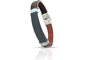 Only faith Pulsera de Cuero para Hombre ajustable acero inoxidable Brazalete regalo para hombre