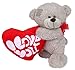 Produktbild Wagner 9045 - Teddy-Bär mit rotem Herz 30 cm groß in grau - Teddybär Kuschelbär Plüschbär - Herz mit "I love you" Schriftzug