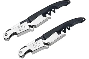 MADEHAY Kellnermesser Edelstahl, 68g Heavy Duty Edelstahl Wine Key,Korkenzieher Weinöffner mit (schwarz/2 Stück)