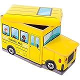 Kinder Staubox und Sitzbank Schulbus 55 x 26 x 31 cm Spielzeugbox gepolstert: Spielzeugkiste Spielzeugboxen Sitztruhe Spielzeugtruhe - 2