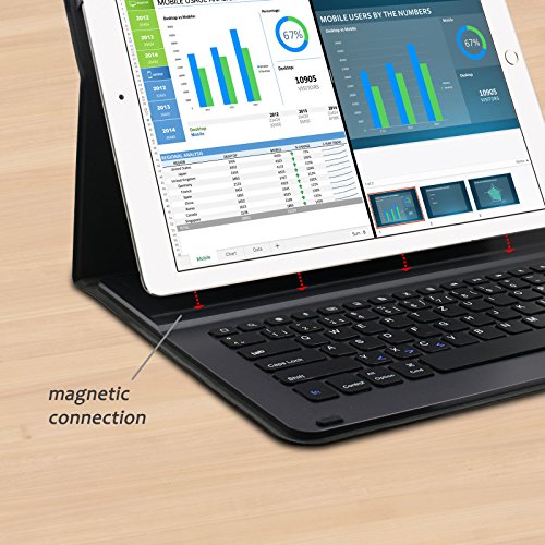 iPad Pro 12.9 Zoll Keyboard Hülle Case, mit Apple Pencil Halter, Infiland Bluetooth Tastatur Slim Fit Kunstleder Stand Tasche mit Hochwertige Abnehmbar Drahtlos Bluetooth Tastatur für Apple iPad Pro 12.9 Zoll iOS 9 2015 Tablet (deutsches Tastaturlayout, QWERTZ) (mit Auto Schlaf / Wach Funktion)(Rosa Goldene) - 5
