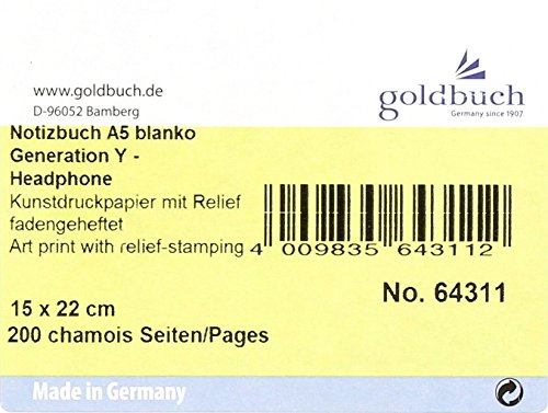 Goldbuch, Notizbuch A5, 200 chamois Seiten blanko, Generation y Headphone, Rot, 64311 - 6