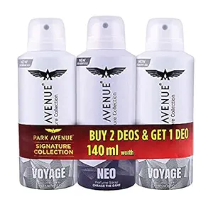 Park Avenue Mens Signature Deo, Voyage and Neo, 140ml (Buy 2 get 1)